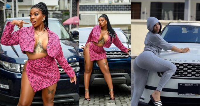 Days after Nengi’s supposedly had his Range Rover seized by the EFCC, BB Naija reality Diva Angel flaunts her own Range Rover .